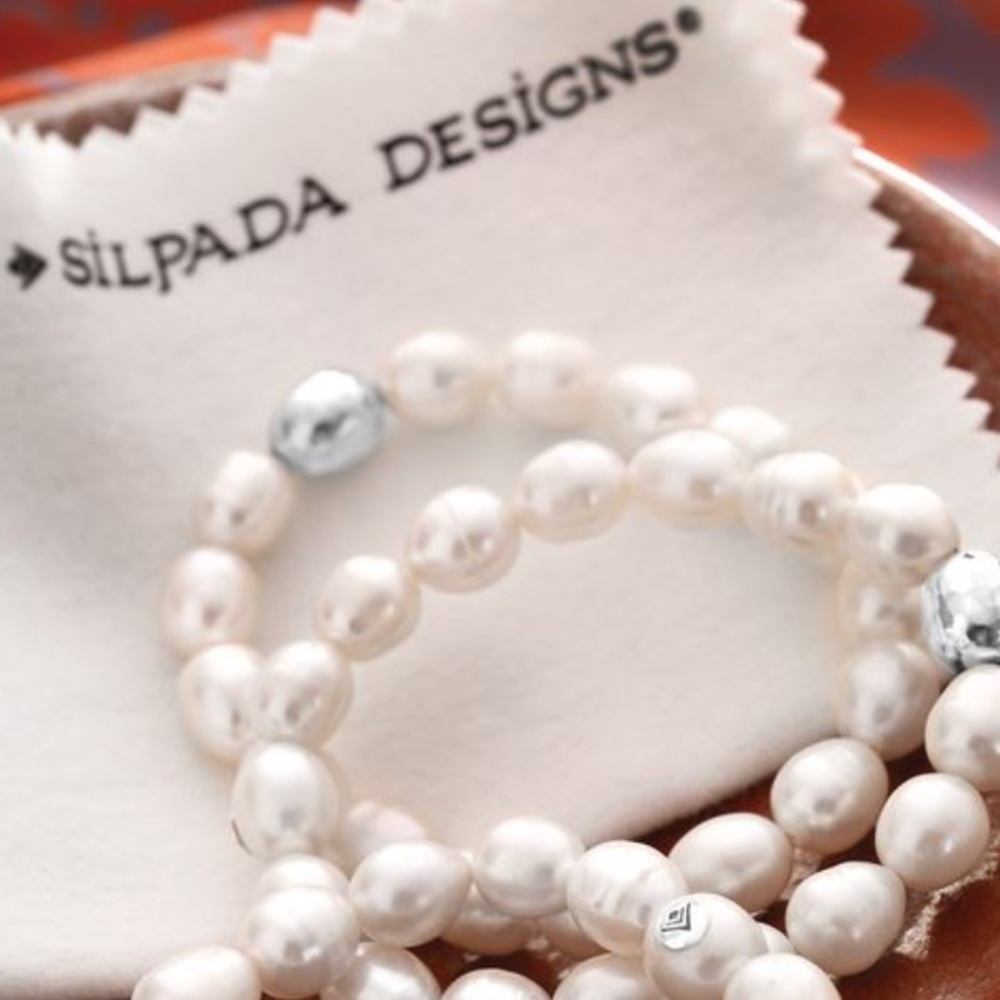 NIB Silpada SHINE ON Pearl Stretch Bracelet - Picture 2 of 4
