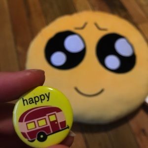 Happy Camper Yellow Pin