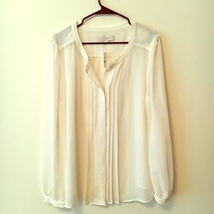 LOFT White Sheer Blouse NWT