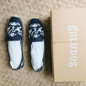Soludos Platform Espadrille Navy White Sz 9