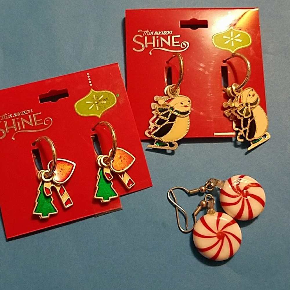 3 pairs fun Christmas earrings