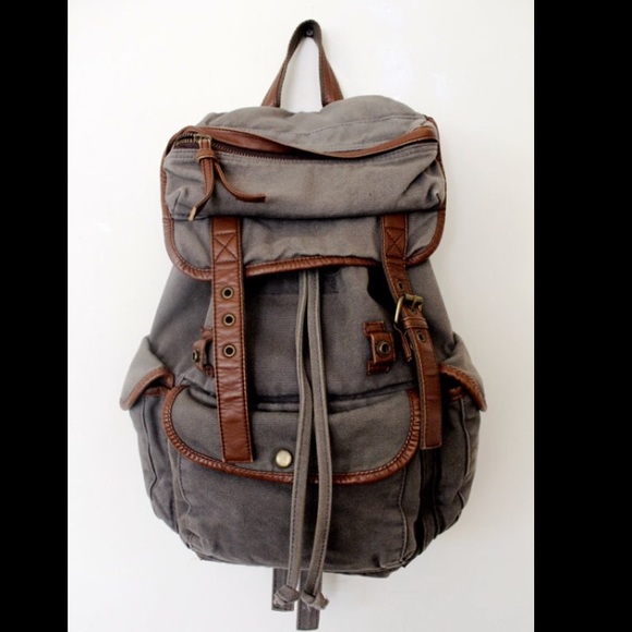 Urban Outfitters Handbags - Ecote Grey and Brown Canvas Backpack