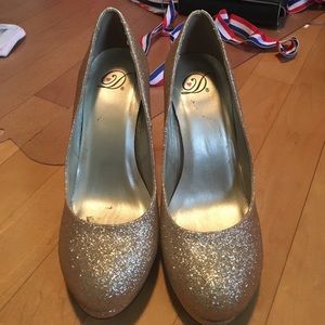 Gold sparkly heels