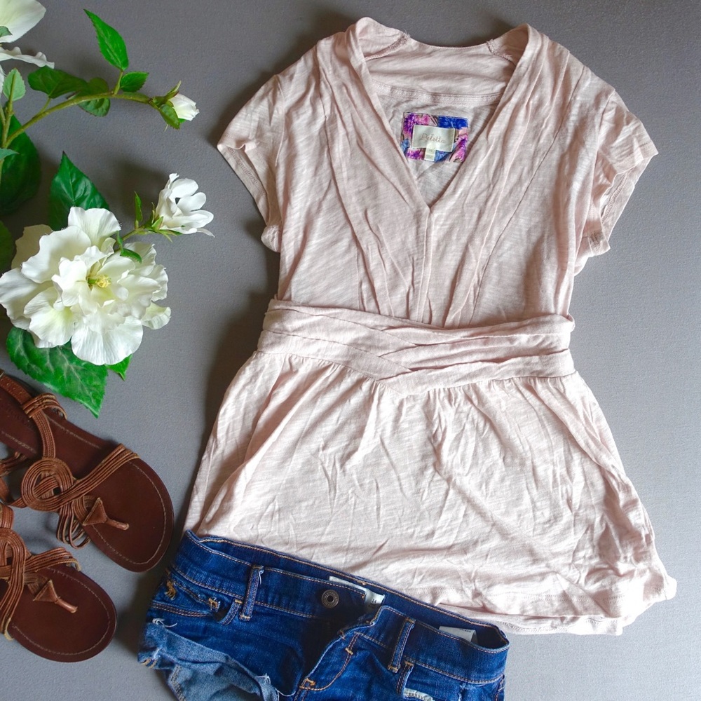 Light Pink V Neck Top