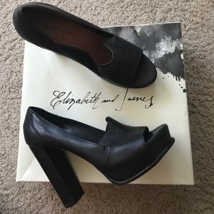 Nearly new Elizabeth & James black leather pumps