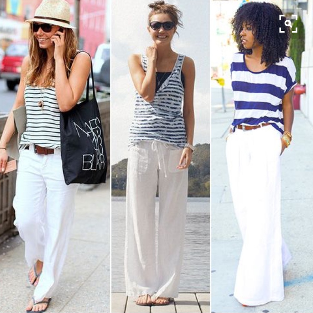 Off white drawstring linen pant