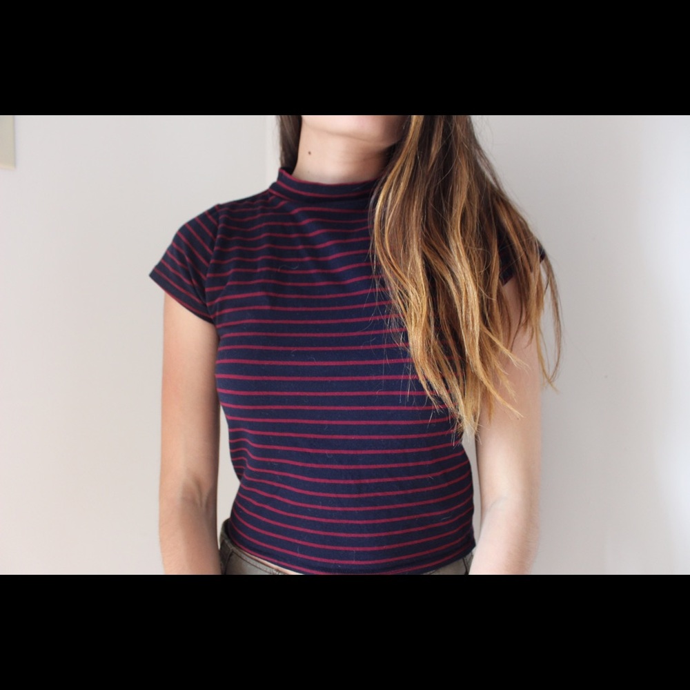 Striped mock neck mid length Forever 21 top