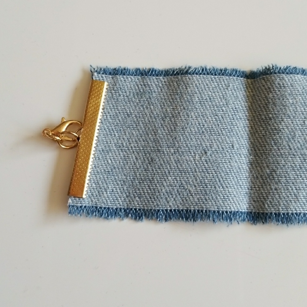 🌴Wide denim frayed choker. - Picture 3 of 5