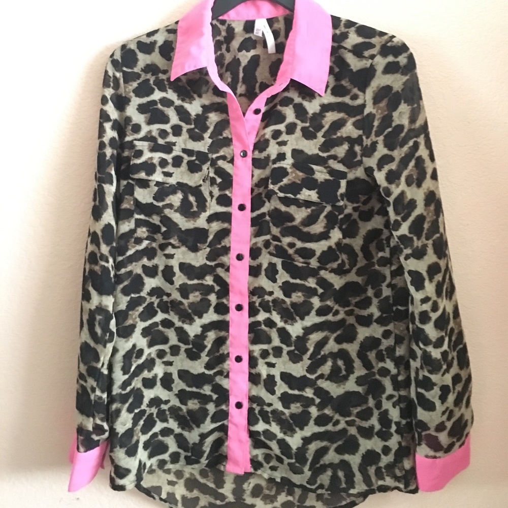 Leopard print button up