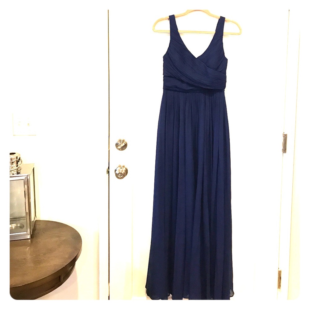 Blue Heidi Long Dress in Silk Chiffon (J Crew)