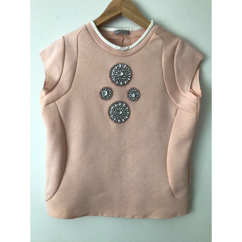 Blush, embellished Zara top