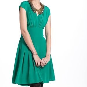 Anthropologie Lil green draped tie back dress
