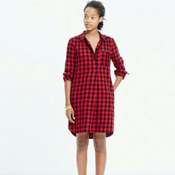 madewell Dresses & Skirts - flannel latitude shirtdress in buffalo check M