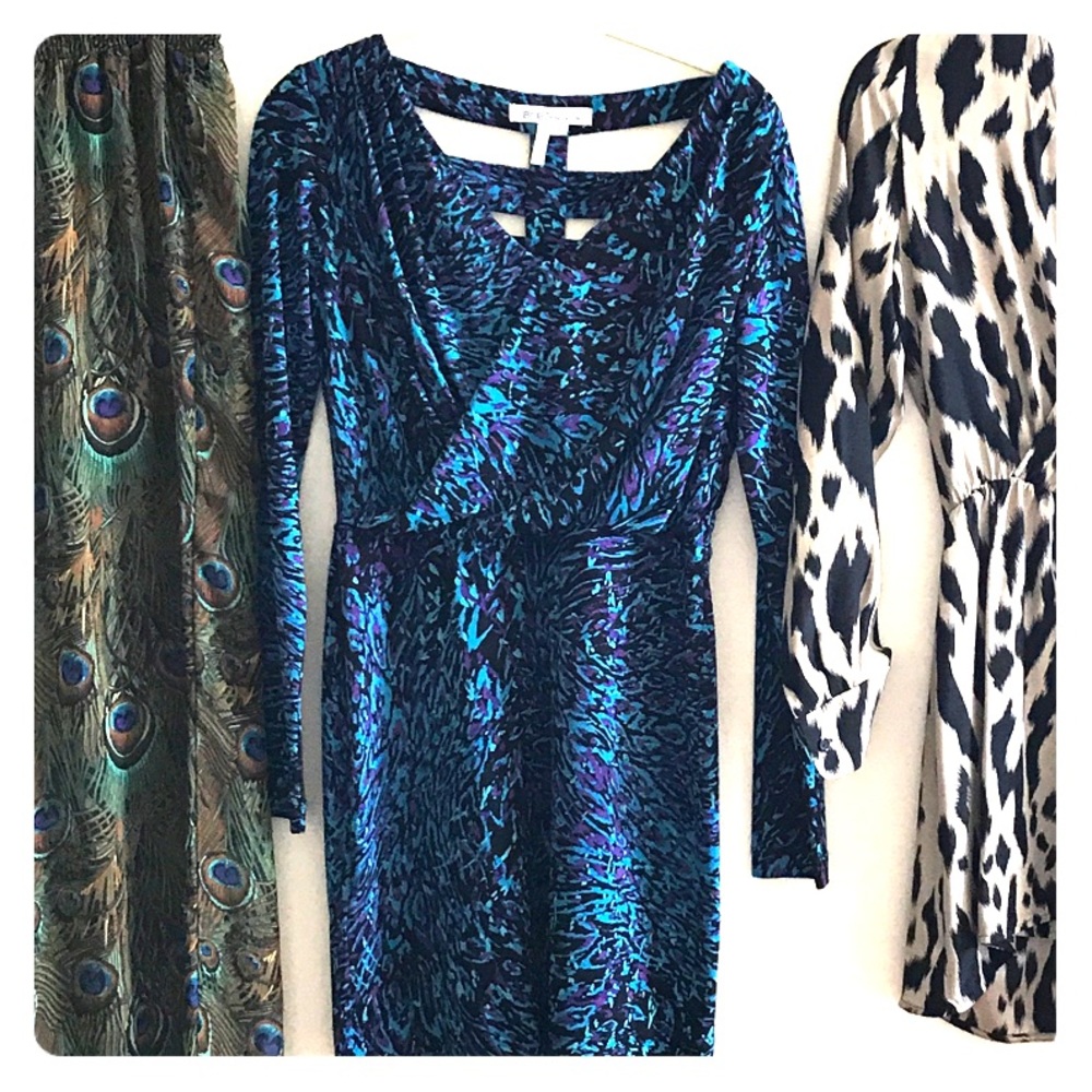 BCBGeneration Leopard Jersey Long Sleeve Dress