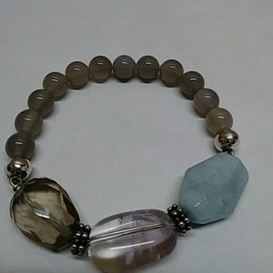Gemstone and Sterling Silver Bracelet Stretchy