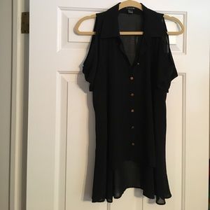 Sheer Cold-Shoulder Top