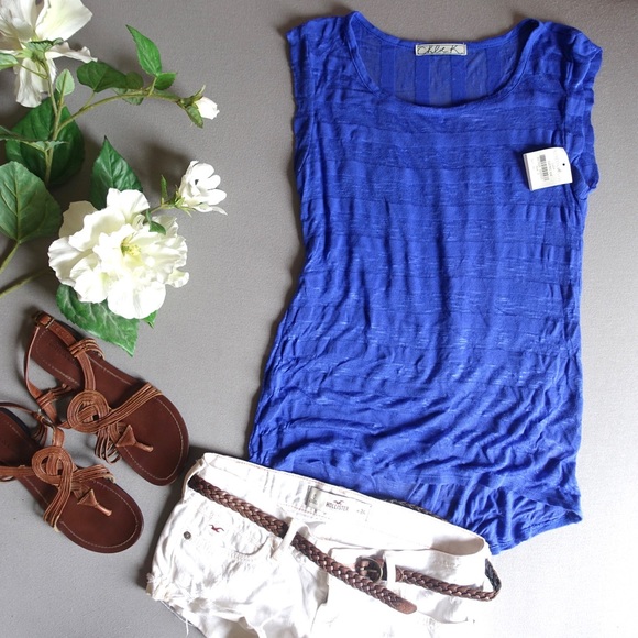 NEW Nordstrom Striped Blue Top - Picture 1 of 5