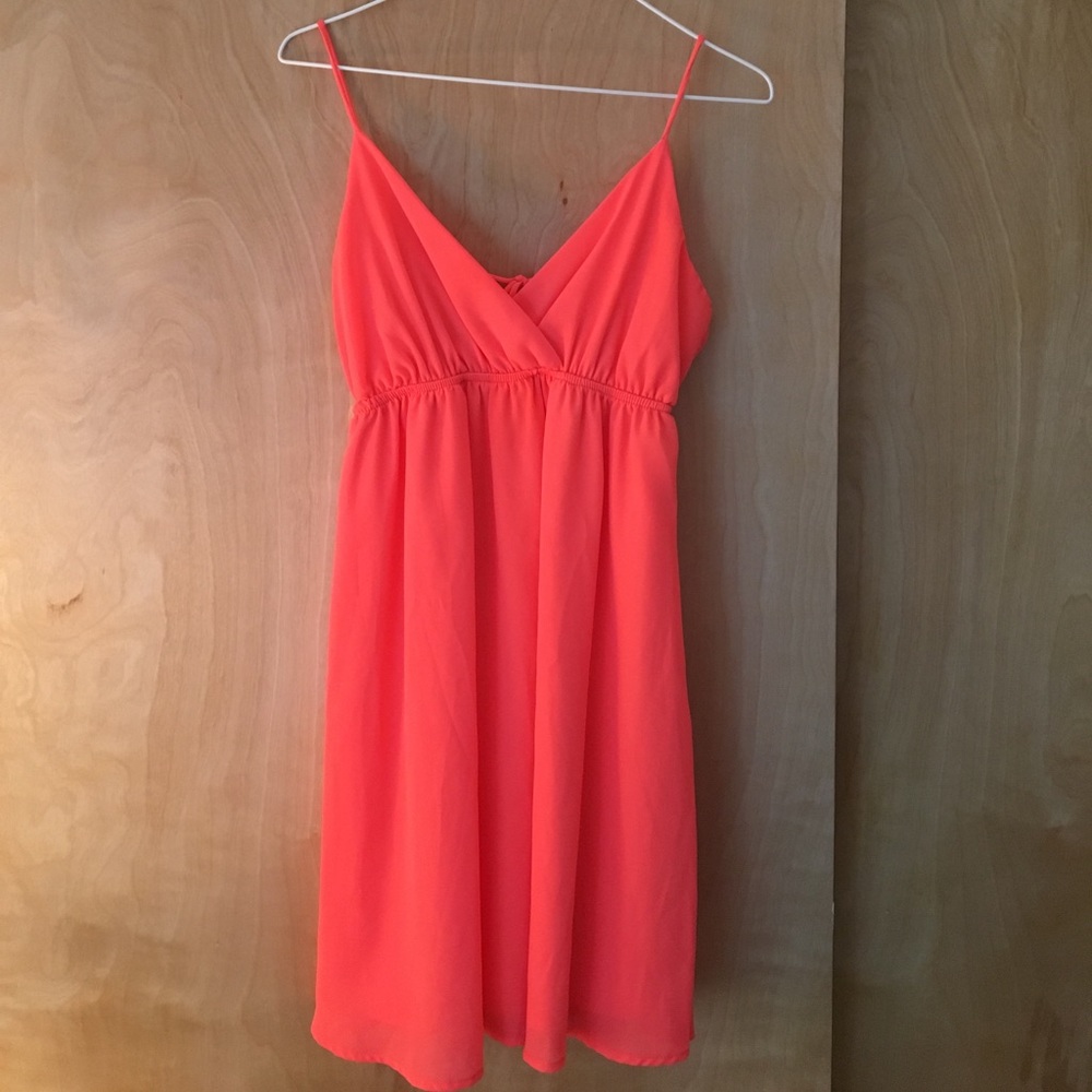 Bright pink, skinny strap dress