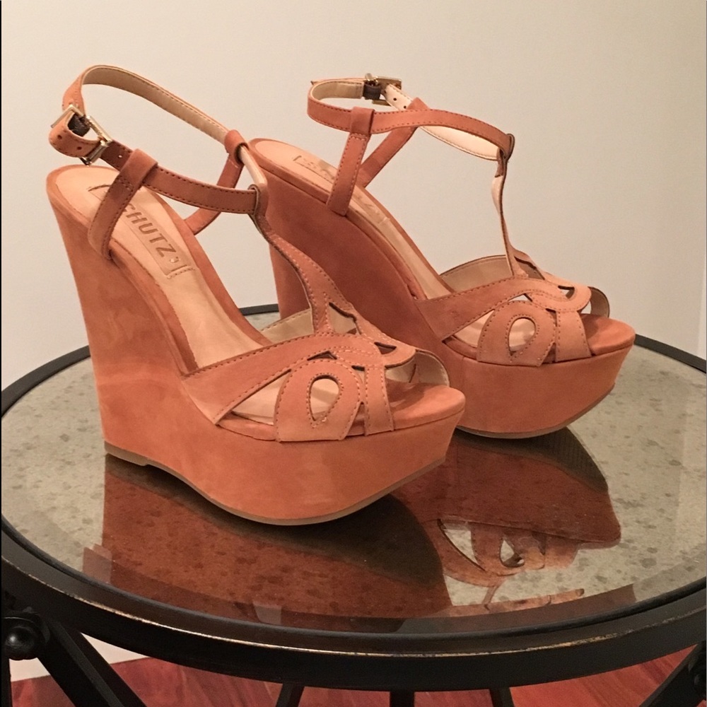 SCHUTZ Nobuck Cut Out Wedges. BRAND NEW.