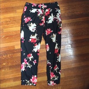 LOFT Floral Drapey Petite Trousers