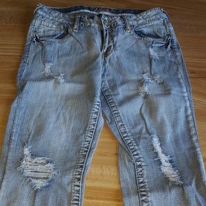 Distressed crop jeans