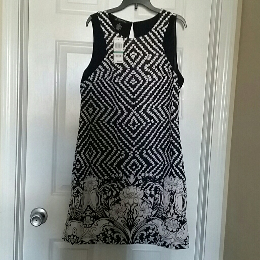 Navy Blue and White Dress