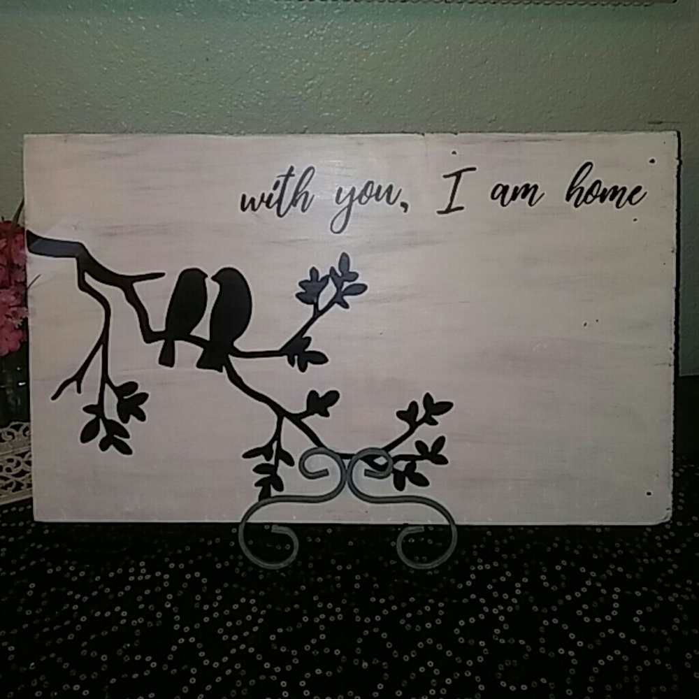 Rustic lovebird sign.