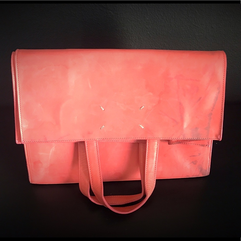 Maison Margiela leather shopper clutch STAINED