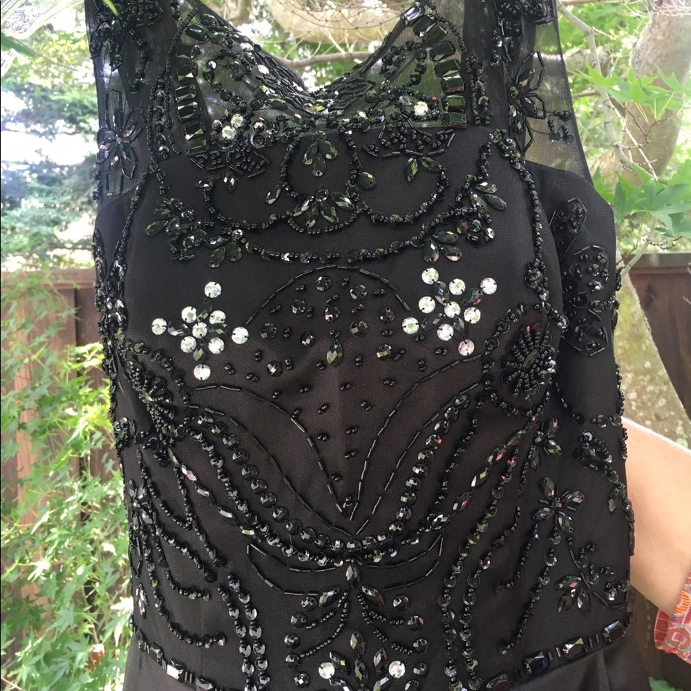 Black Full Length Gown with Beaded Bodice - 4 - Picture 2 of 2