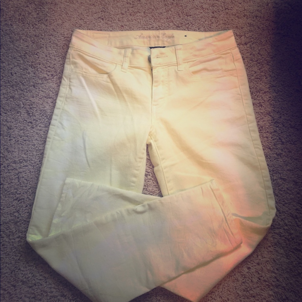 Bright yellow tie die jean jeggings