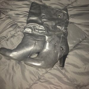 Grey heeled boots