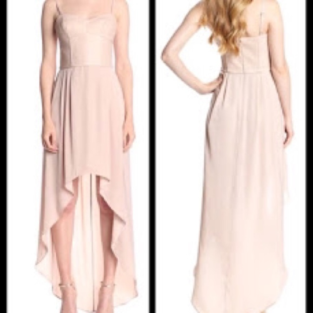 BCBG nude pink high low dress