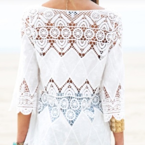 NWOT Cover-Up Tunic Dress Embroidery Cotton Boho - Picture 4 of 8