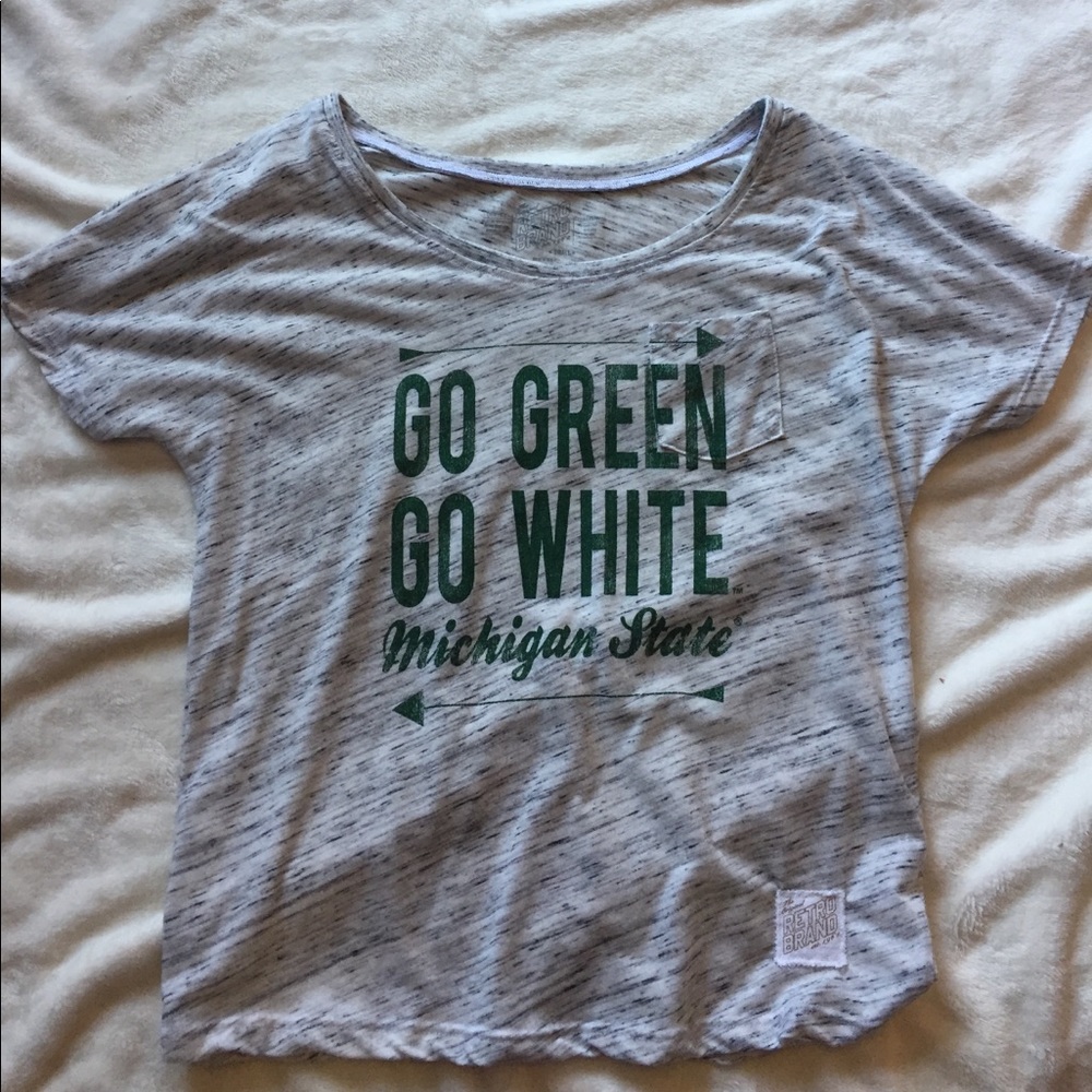 Grey Michigan State Wide Neck Pocket Tee