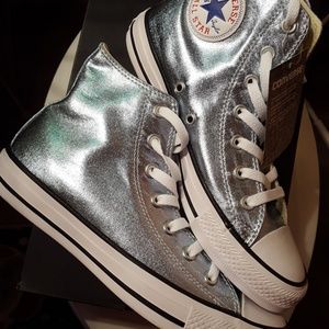 Light Blue/Silver Metallic Converse