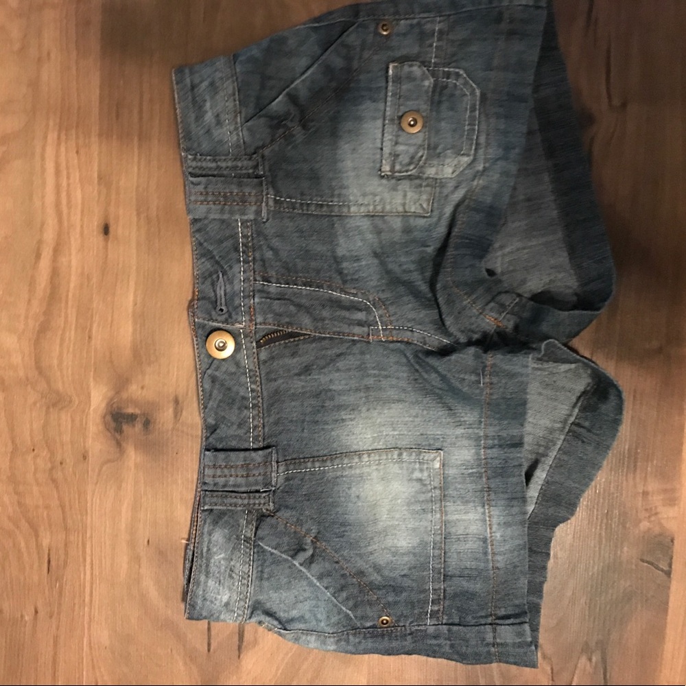 Jean shorts.