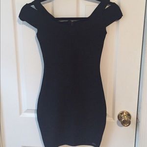 Black Cold Shoulder Bandage Mini Dress