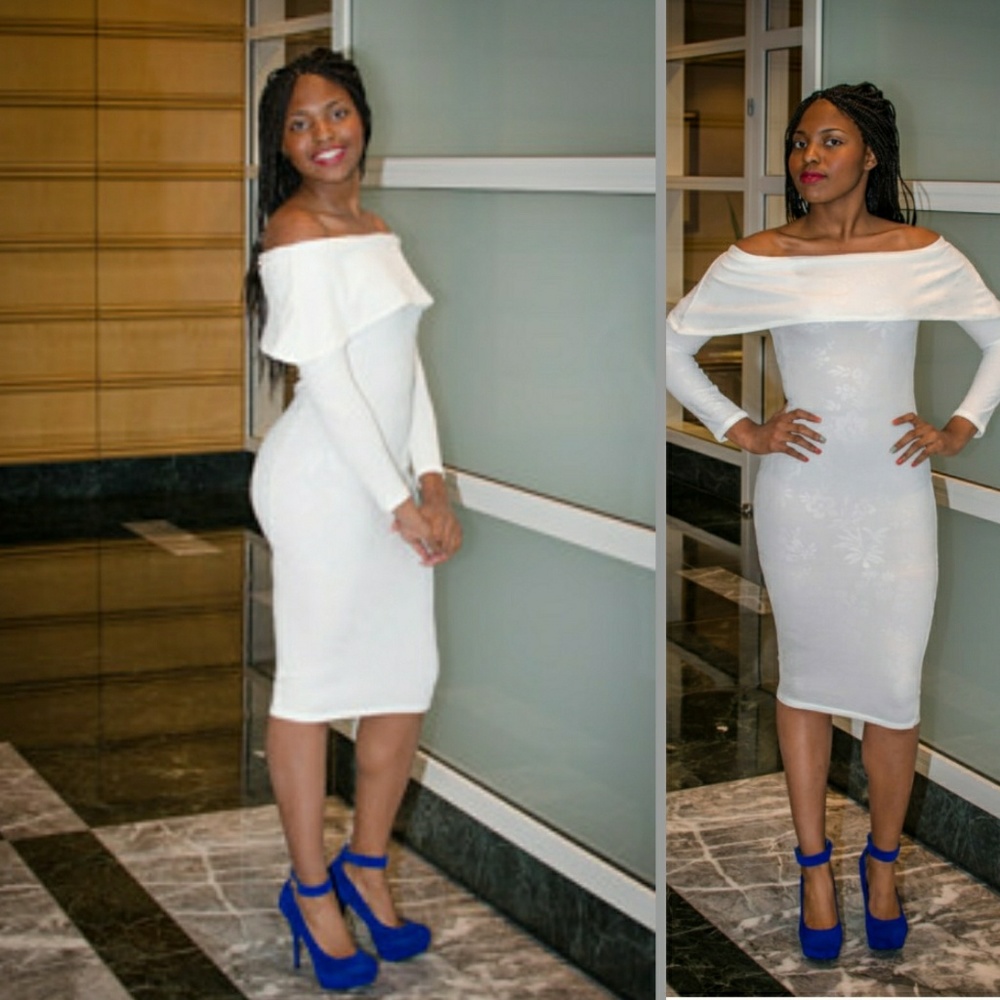 Winter White Off The Shoulder Dress