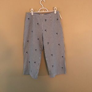 Lightweight blue and white palm tree Sear suckers