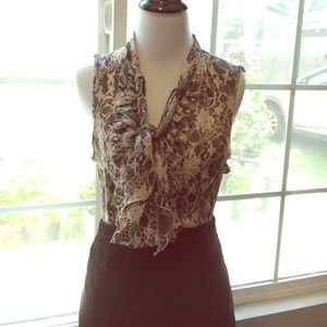 L'agence silk printed top with raw edge