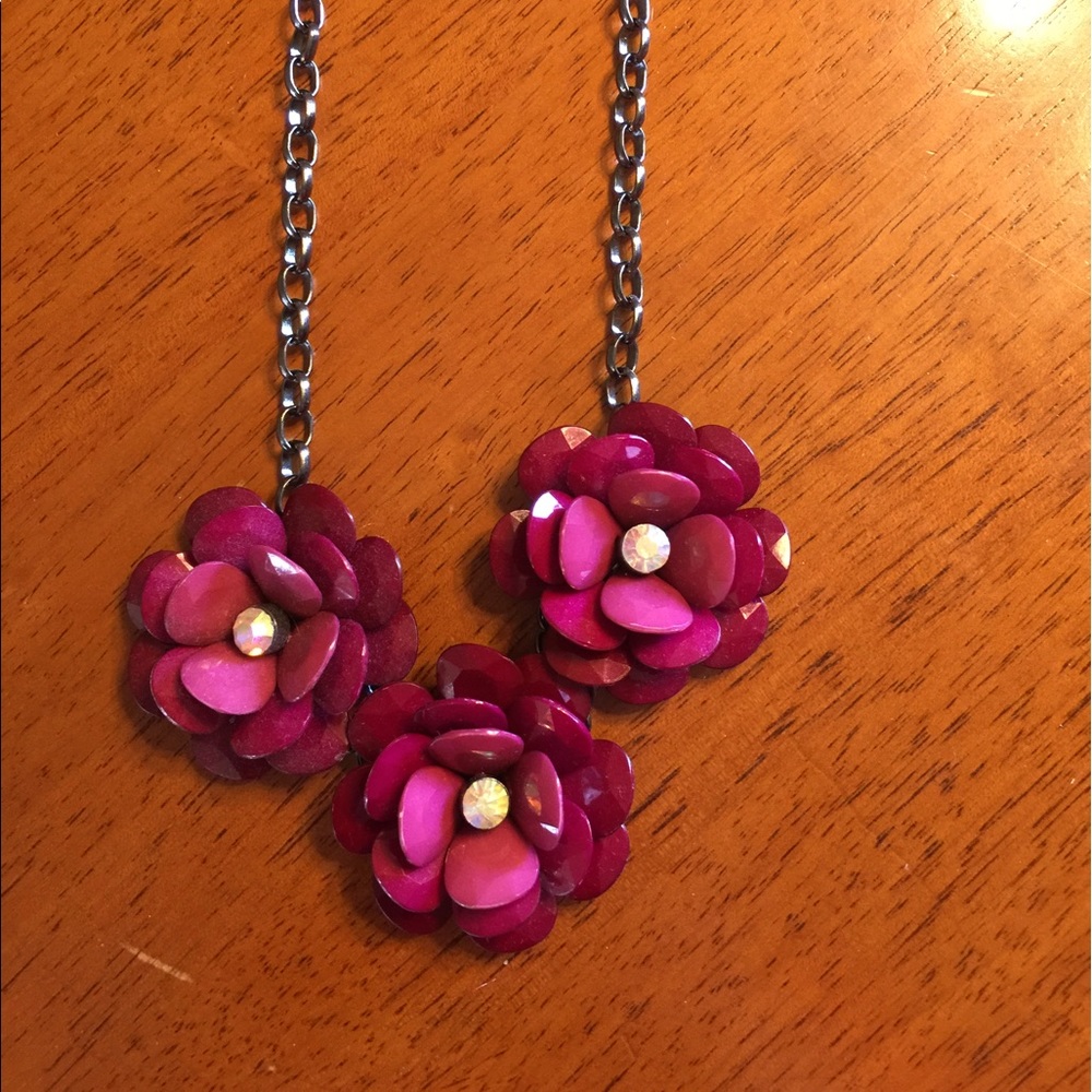 Maroon flower necklace