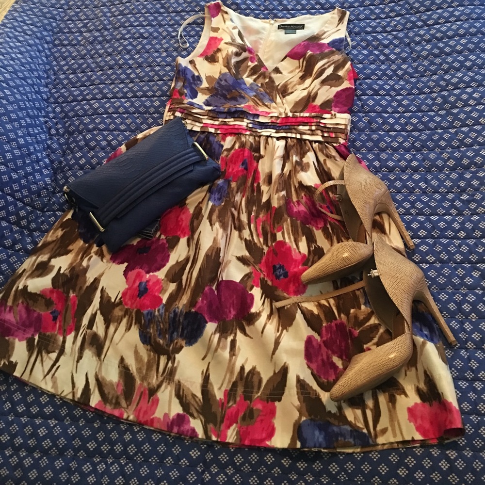 ‼️GENTLY WORN‼️Fuschia/Brown/Cream/Blue Dress👗