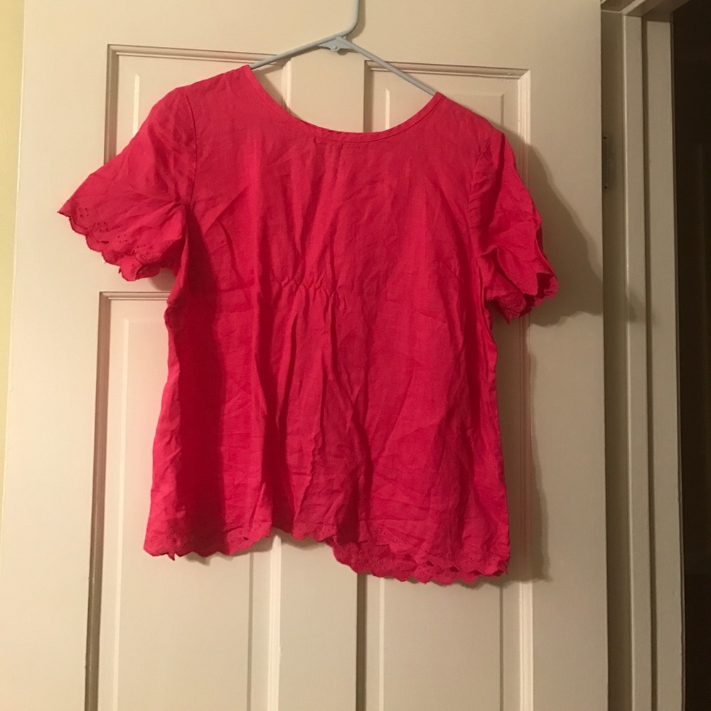 J Crew hot pink linen top