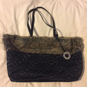 Nine West quilted and faux fur rimmed purse