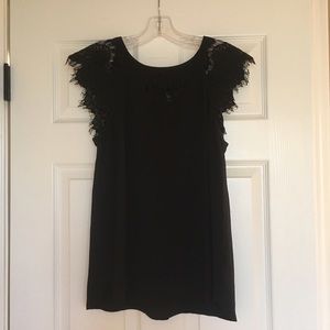 Black Brixon Ivy Jarred Lace Detail Blouse
