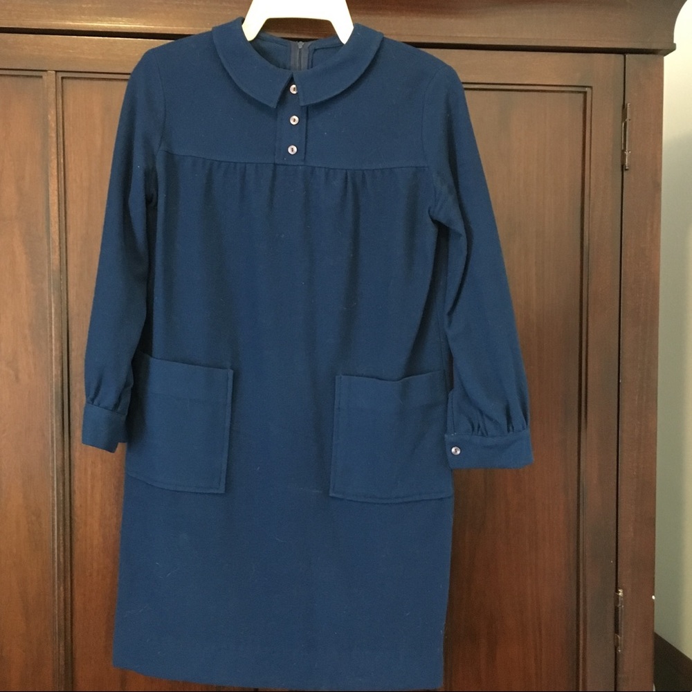 Vintage navy wool felt dress
