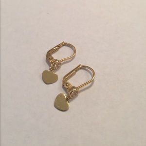 Gold heart earrings with light pink stones