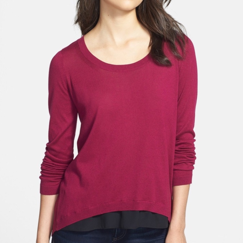 NWT Kenneth Cole 'Sagit' Chiffon Inset Sweater