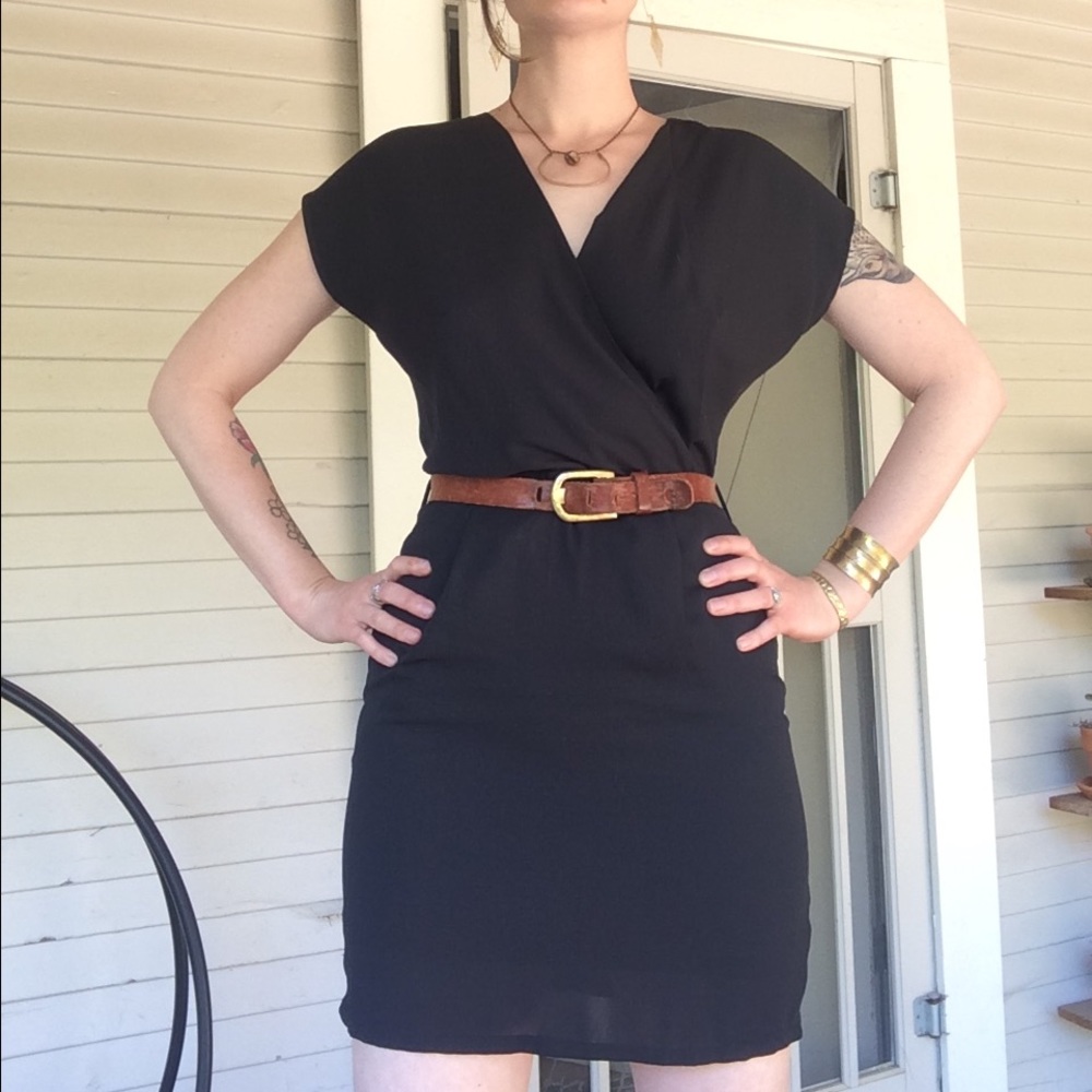 BLVD black mini dress with back zip.