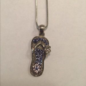 Silver and purple flip flop jeweled necklace